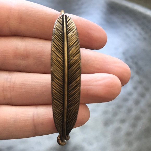 Alex and Ani feather bangle bracelet in gold - Picture 4 of 8